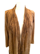 Mia Joy By Joyfolie Fringe Faux Suede Western Open Jacket Coat Sz Medium Womens