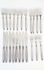 Vintage National Stainless 25 Pcs Rose Border Flatware Lot *Read*