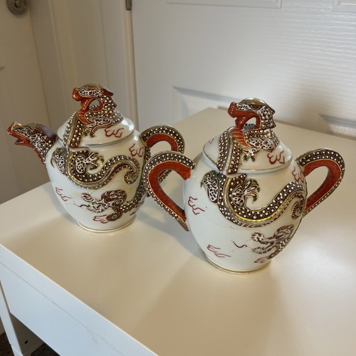 Japanese Dragonware Moriage Tea Set - Cream Pot and Sugar Bowl