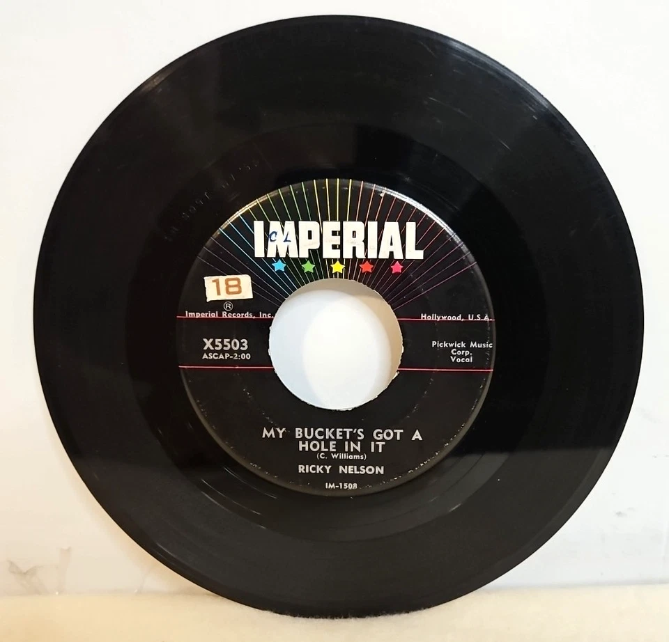 Ricky Nelson–My Bucket's Got A Hole In It  1957 Imperial 7" Single + Pic Sleeve Foto 3 de 4
