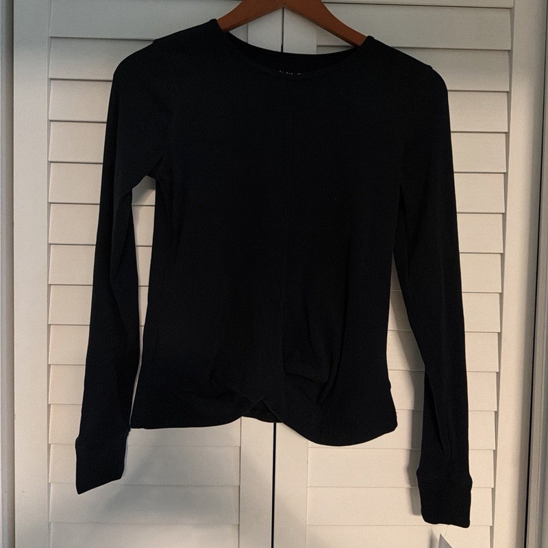 Abercrombie Kids Girls Black Solid Long Sleeve Crew Neck Pullover T-Shirt 15/16