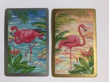 Pink Flamingo Lake Scene BIRDS Paradise Flowers Vintage Retro Playing SWAP CARDS