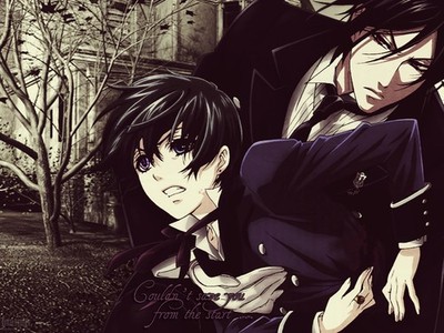 Anime black butler boys girls dark hair rings Custom Gaming Mat Desk