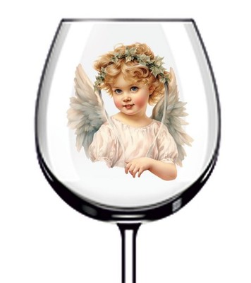 12x Bunter Weihnachtsengel UVDTF Aufkleber-Becher Weinglas Flasche Becher