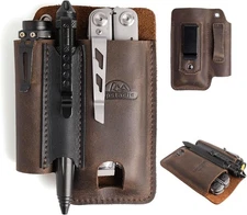 Multitool Belt Sheath, EDC Leather Belt Organizer, Belt Holder with Multitool Po