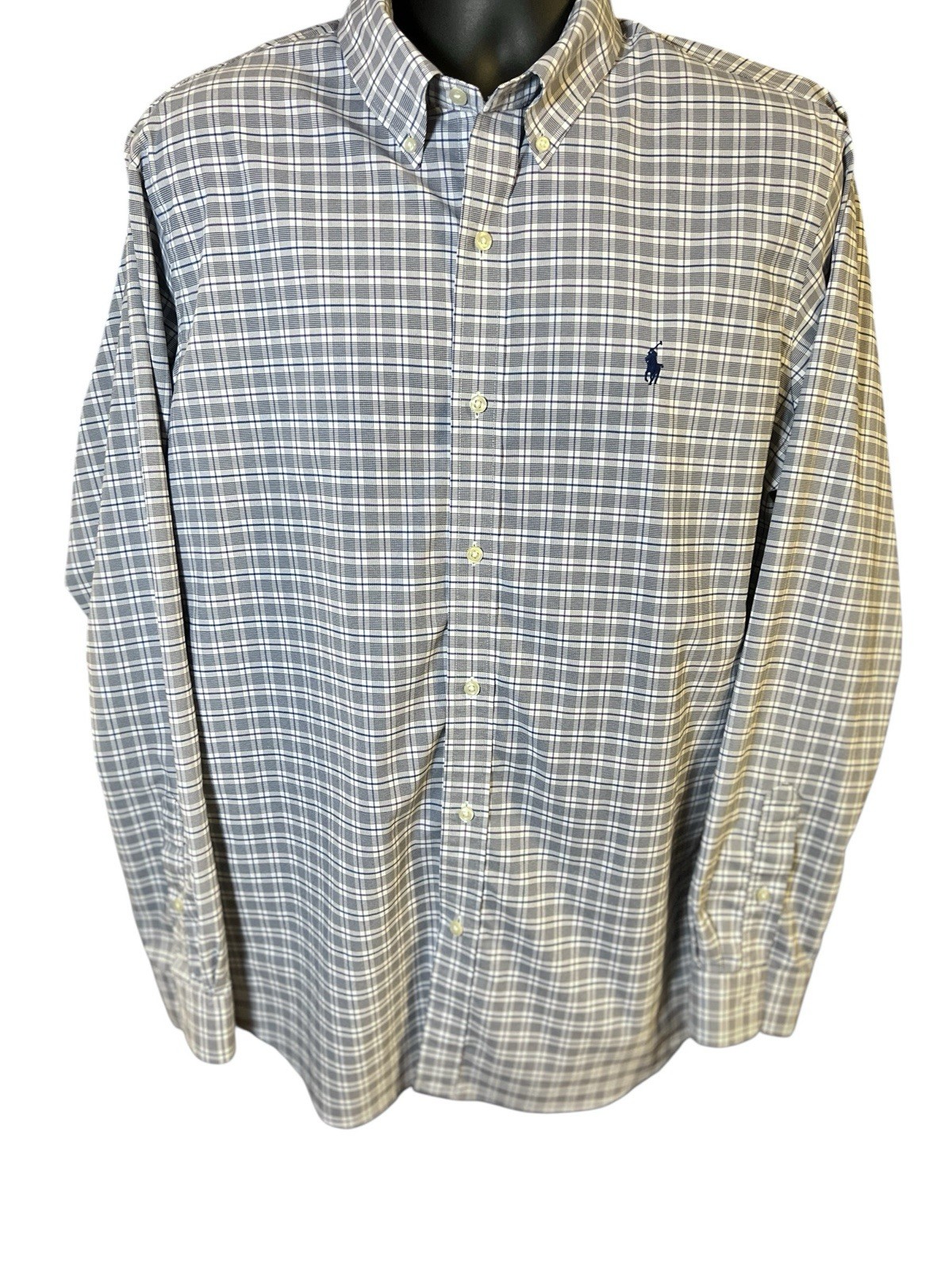 Polo Ralph Lauren vestibilità classica performance manica lunga camicia a quadri uomo XL pony