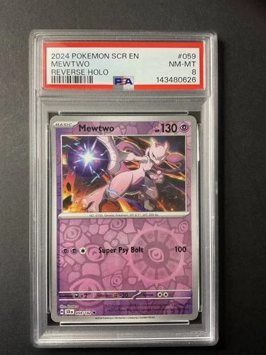 Mewtwo 059 PSA 8 2024 Pokémon Reverse Holo SCR EN