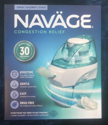 NAVAGE- Congestion Relief- Sinus/Allergy/Cold- FACTORY SEALED- 30 FREE Salt Pods