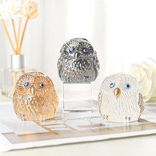 Crystal Fat Owl Figurine Collectible Paperweight Glass Owl Ornament For Birthday