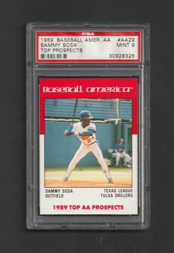 1989 Baseball America AA SAMMY SOSA RC #29 ~ PSA 9 Mint ~ Sweet Card ~ Tough!