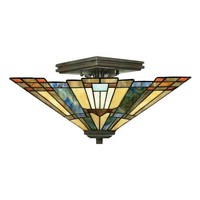 Antikes Braun Bunt Klassisch Tiffany Deckenlampe Deckenleuchte 2X60W/E27