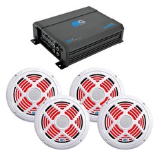 ATG Marine Audio Bundle - 4 Ch. Amp  2 Pairs 8" RGB LED Speakers