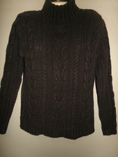 Vintage Chaps Ladies Cable Knit Sweater Mock Turtleneck Jumper Size Medium