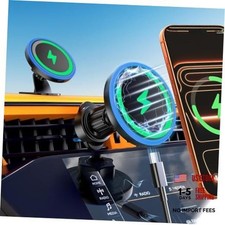 MagSafe Car Mount Charger, 3 in 1 LED RGB HandsFree Wireless Car Black