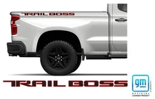 Chevy Silverado Red Line TRAIL BOSS Bedside Lettering Decals 2019-2025 Set of 2
