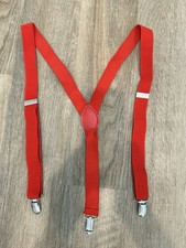 Suspenders Solid Red Silver Buckle Adjustable...