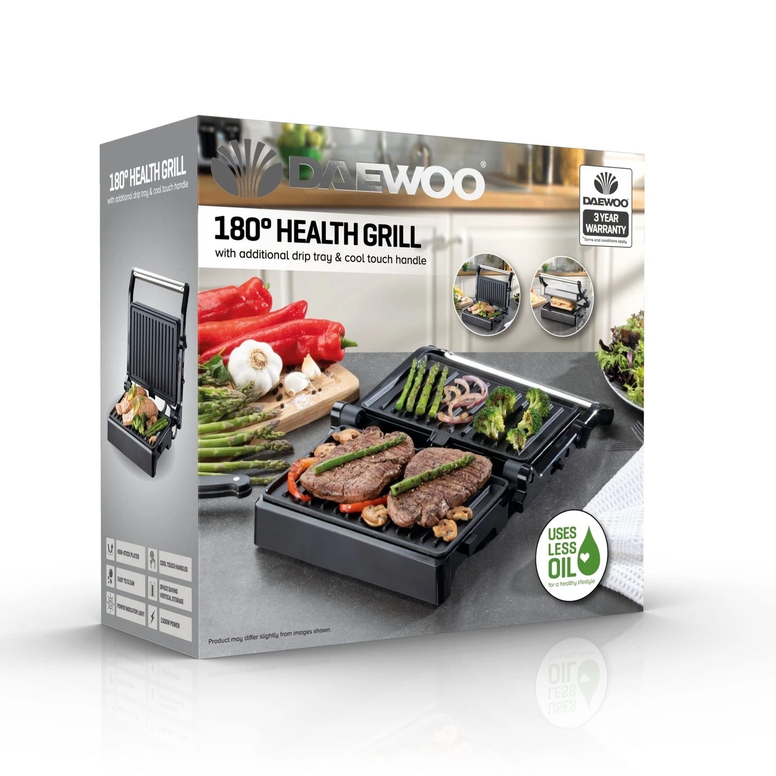Daewoo Large Health Grill Sandwich Toaster Panini Press Toastie Maker 1500W 180°
Opens in a new wind