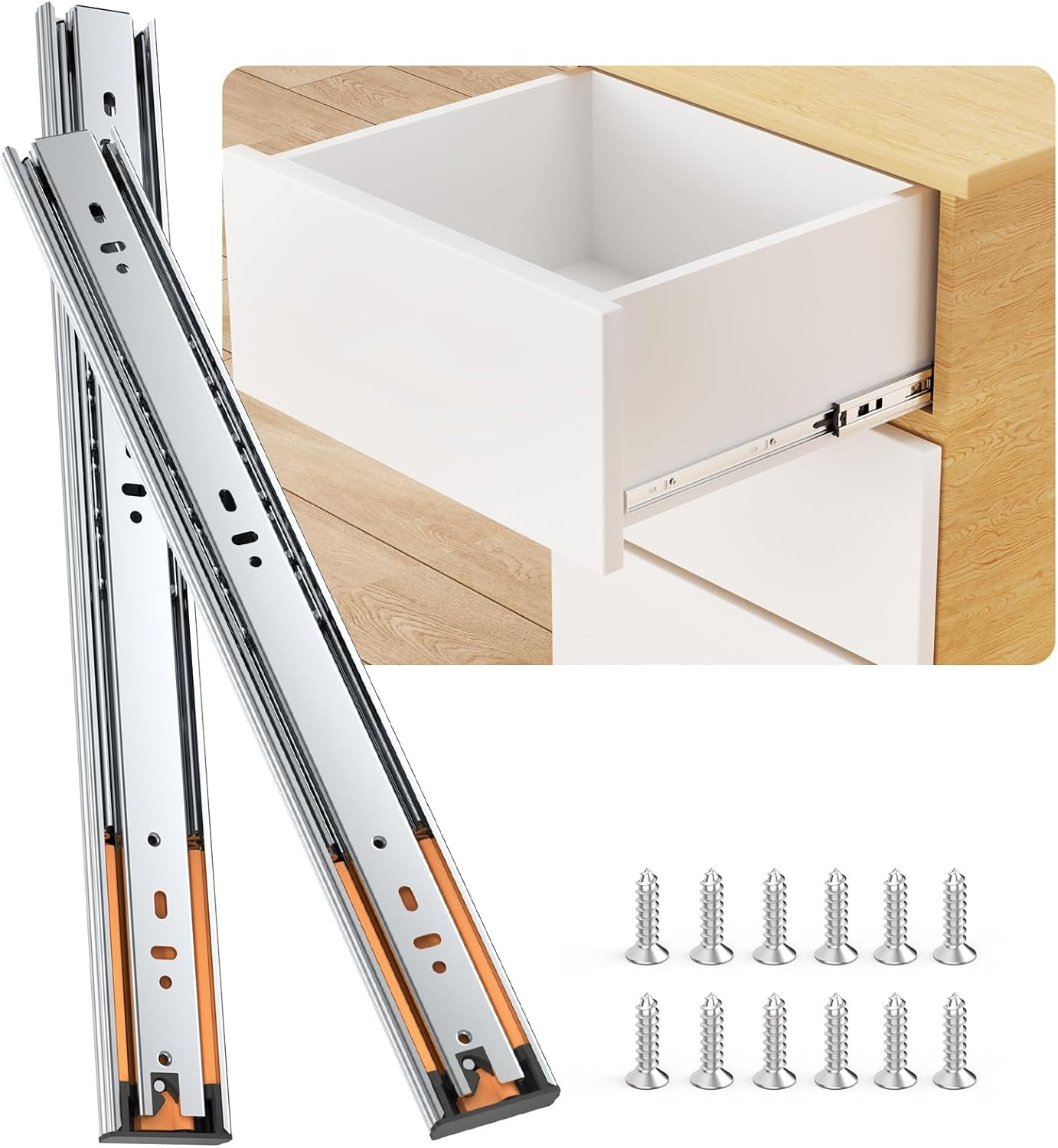 14 Inch 5 Pair Soft Close Drawer Slides, 3 Full Extension,Ki