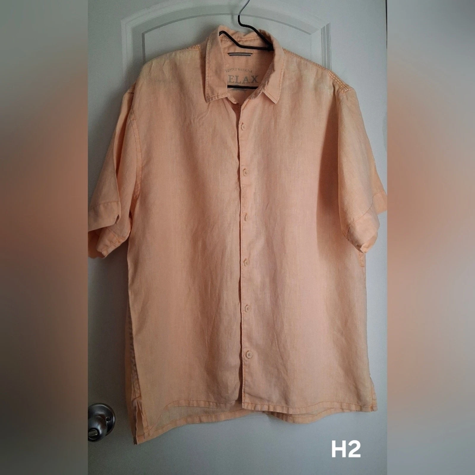 TOMMY BAHAMA Hawaiian Shirt Men XXL Pink Coral Short Sleeve Linen Tropical Summ