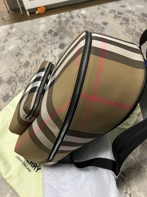 NEW BURBERRY women\'s jeff canvas backpack in taupe check s-l400.jpg main image 2
