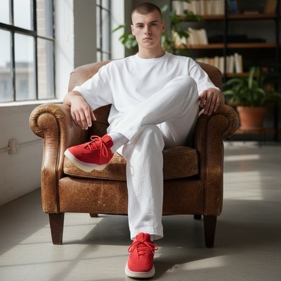 Fear of God Basketball Sneaker \'Varsity Red\' Size 42! Fear of God - Basketball Panelled Leather High-Top Sneakers  main image 4