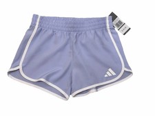 NEW Girls Adidas Elastic Waistband Woven Sports Shorts Size Medium 10-12