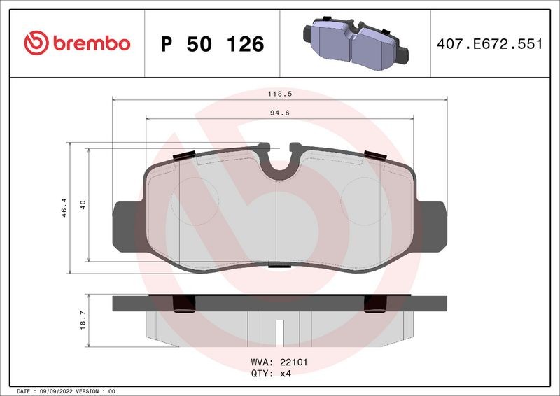 Fits MERCEDES-BENZ VITO Brembo Brake Pads Rear Dualiner 2014- - Image 27