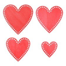 4 Pcs Wooden Basket Bottoms Heart-shaped Base Red Color Pad Weaving Knitting