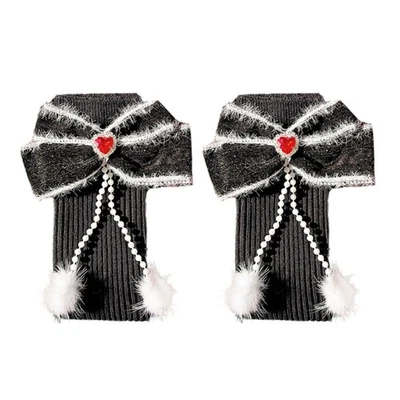 Cute Heart Bows Socks Elegant Middle Tube Socks Hosiery for Casual or Party Wear - Image 1 of 4