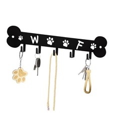 Dog Leash Holder for Wall Key Hooks Decorative, 5 Hooks 11 2.75 inch for Wall