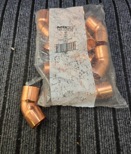(QTY 10) Nibco 606: 1" CxC 45 Degrees Copper Elbow Fitting