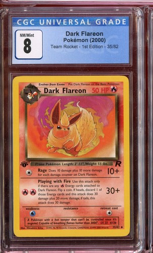 Dark Flareon (1st Edition) graded CGC 8 for sale on eBay