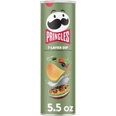 Pringles 7-Layer Dip Potato Crisps Chips, Lunch Snacks, 5.5 oz Canister