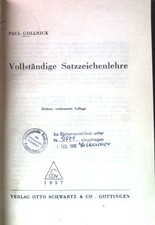 Vollständige Satzzeichenlehre. Gollnick, Pau...