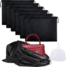 6 Pack Purse Dust Bags Large Silk Drawstring Bag Cover for Black-6pcs