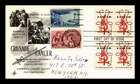 US COVER CRUSADE AGAINST CANCER FDC SCOTT 1263 BLOCK OF 4 COMBO ARTCRAFT