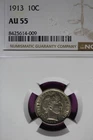 1913 NGC 10C AU55 BARBER DIME #B51786