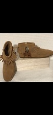 Minnetonka Original Size 8 Fransen Mokassins Camel Brown