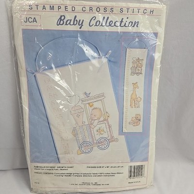 JCA Baby Collection Stamped Cross Stitch Babyville Express GROWTH CHART 9X38  G8