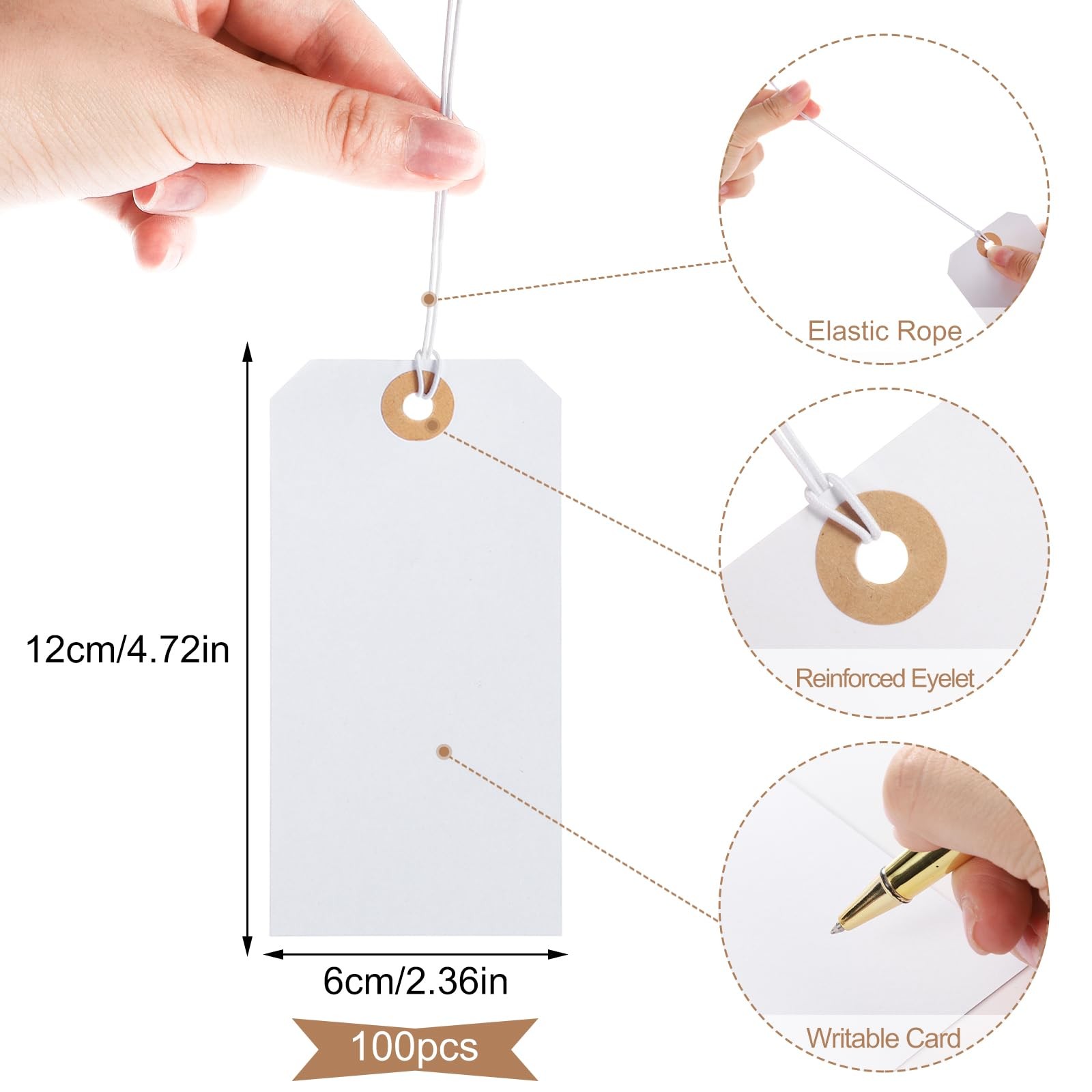 100pcs Large White Price Tags with String Attached Hang Paper Tags