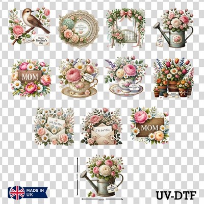 12 Muttertag Mix UV DTF Tasse Wraps Aufkleber Zum Selbermachen Libbey Glas Aufkleber Mix eas132