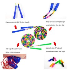 Beprezco 16 Ft Double Dutch Jump Rope 2 Pack Beaded Segmented Kids Adults