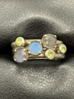 Vintage Sterling Silver Labradorite Peridot Stacking Ring Set 13Gr Size 8.5 C25