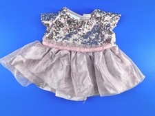 Build-A-Bear BABW Rose Gold Pink Satin Sequin Tulle Party Dress - EUC BAB