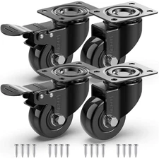 Heavy Duty 2" Caster Wheels with Brakes - 440Lbs Capacity, Set of 4