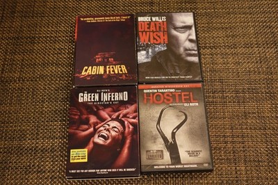 Lot of 4 Eli Roth DVD's : Cabin Fever, The Green Inferno, Hostel, Death Wish