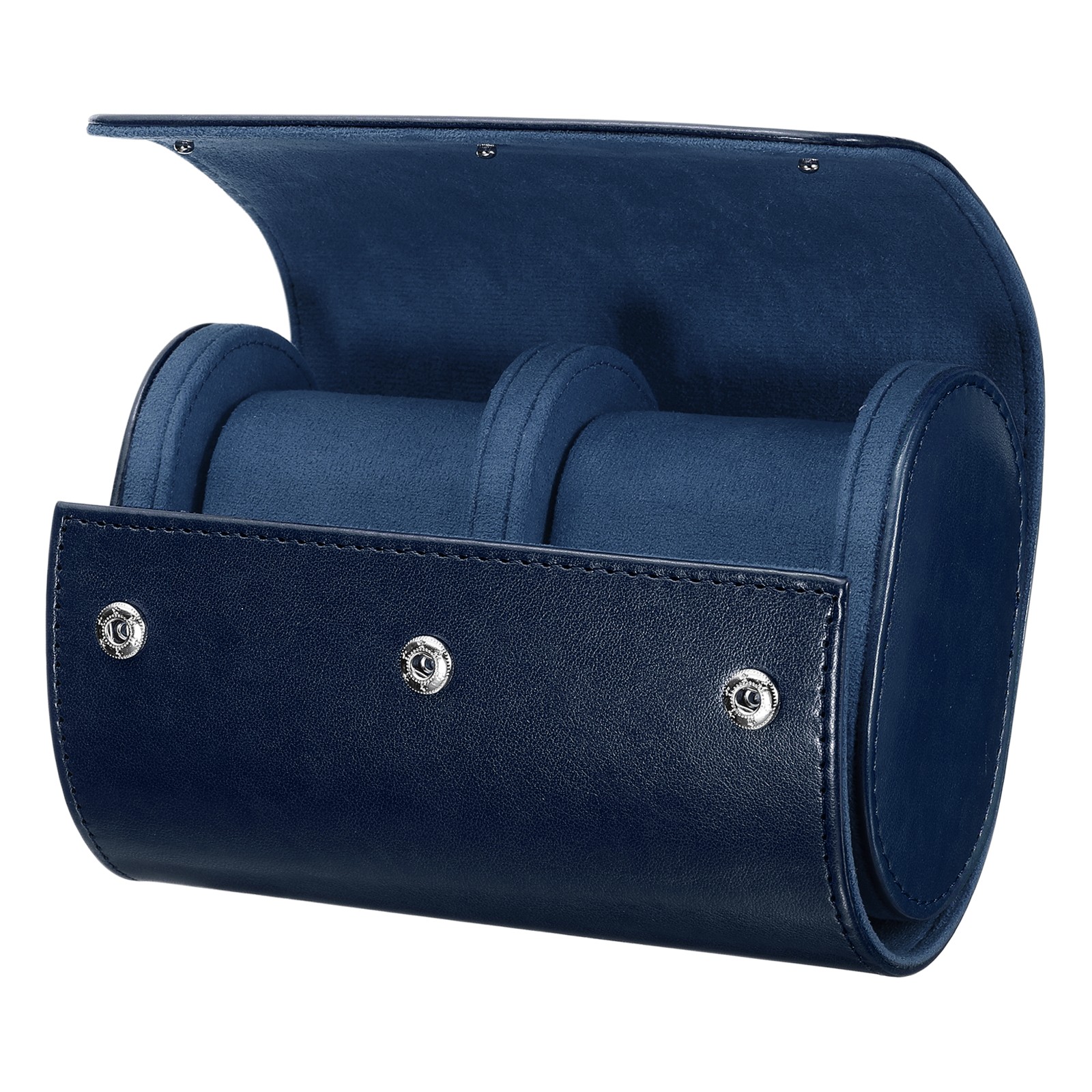Watch Roll Travel Case 2 Slot Portable Leather Watch Cases, Blue
