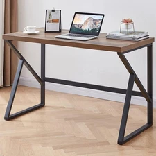 Minimalist PC Desk, Industrial Home Office Desk, Sturdy Wood and Metal Desk, Rus