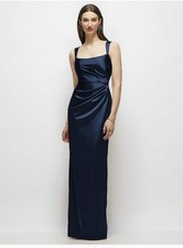 After Six Satin Sleeveless Bridesmaid Dress Navy Size S MPN 6913