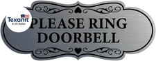 Designer Please Ring Doorbell Sign Brushed Silver - Large 1 Pack